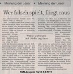 Leserbrief BNN 8.3.19 Wer falsch spielt, fliegt raus