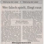 Leserbrief BNN 8.3.19 Wer falsch spielt, fliegt raus